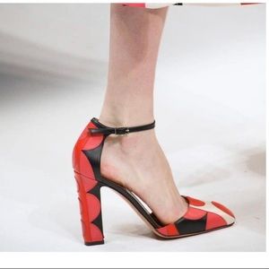 VALENTINO RED/PINK POLKA DOT ANKLE STRAP PUMPS - 40